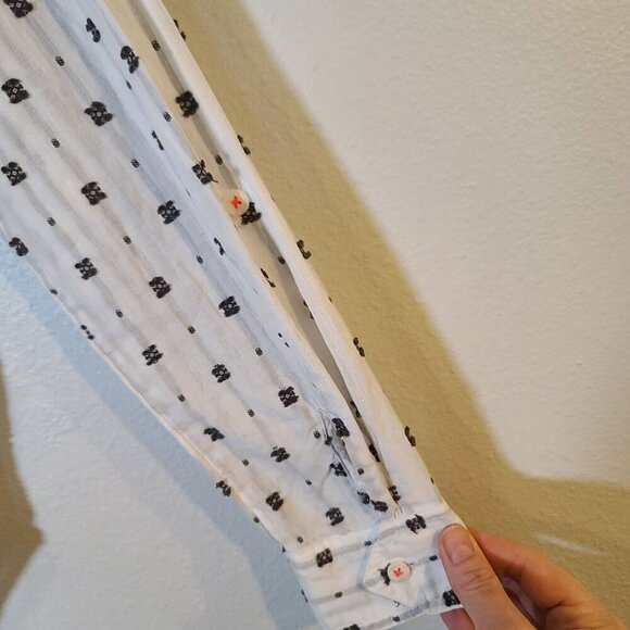 Maeve Anthropologie Clip Dot Relaxed Button‎ Down White Black Size Small - Picture 9 of 12